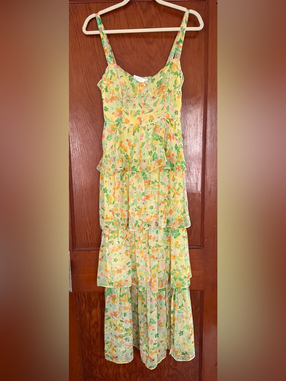 Astr Yellow Floral Tiered Maxi Dress